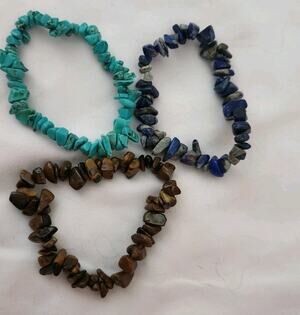 Assorted Healing Crystal & Stone Chip Bracelets (Lot3) 3 Bracelets